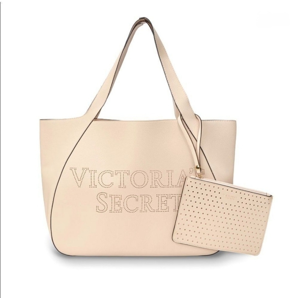 NWT Victoria's Secret LOGO Tote with Matching Pouch